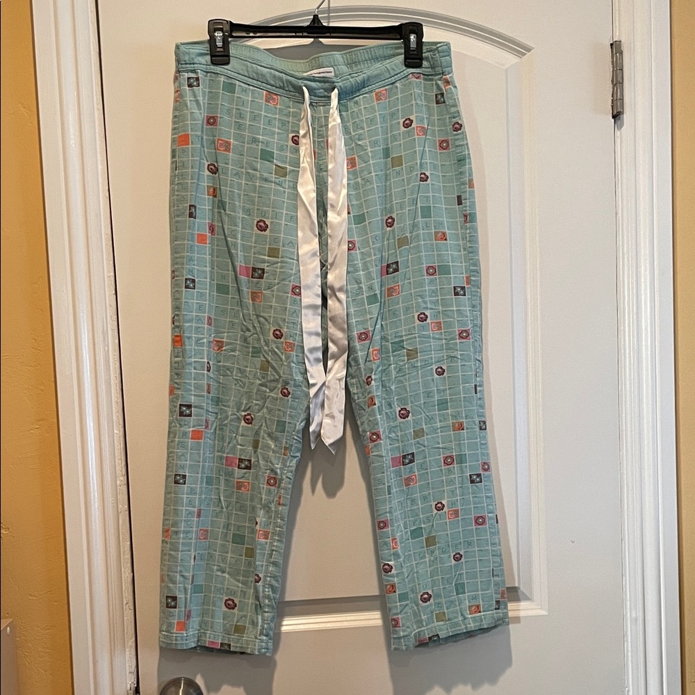 Authentic Portuguese Flannel Lightweight Pajama Pants with Scrabble-Style Design